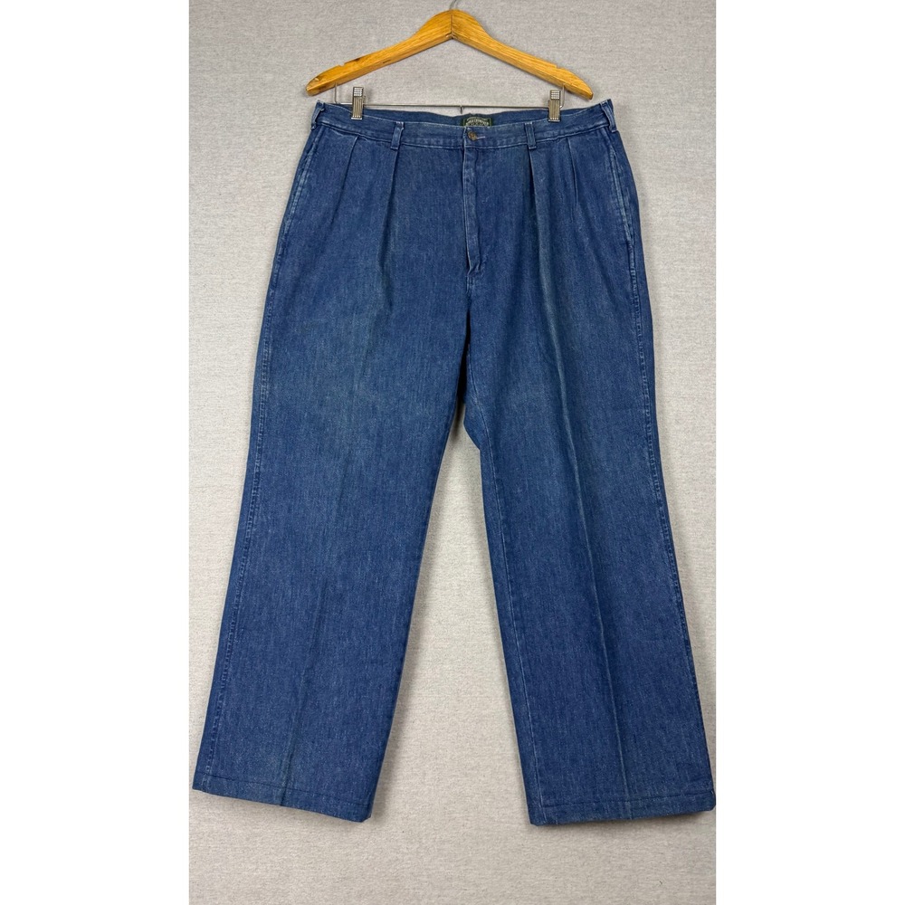 Vintage polo country Pleated Denim Jeans Mens 35x26 Blue Made in USA Straight
